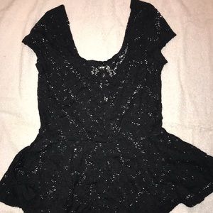 Black lace like shirt sleeve top